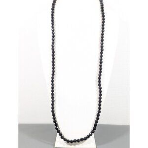 Vintage‎ Black Acrylic Lucite Faceted Bead Long Necklace Opera 42 inch
